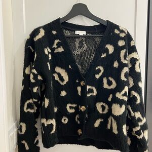 Topshop Black and Cream Leopard Cardigan